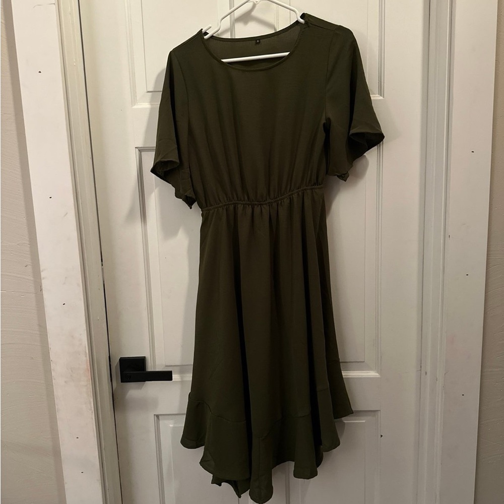 Elegant Olive Green Women's Dress